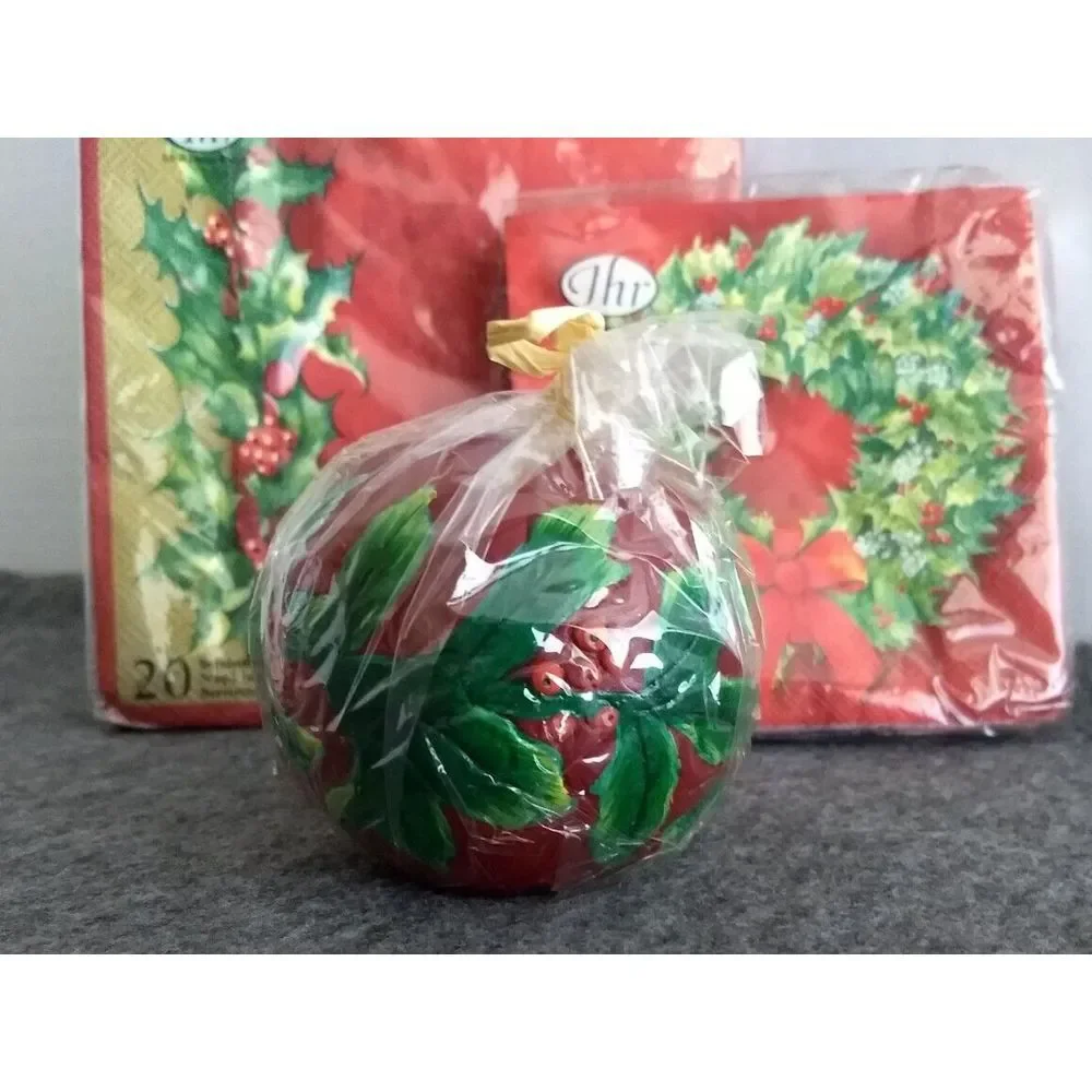 IHR 3-Ply Paper Napkins Bundle 20 Lunch & Cocktail + Round Candle Wreath Garland